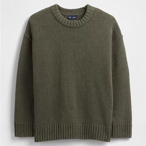 GAP 100% Cotton Oversized Sweater Olive Green Crewneck Size Small